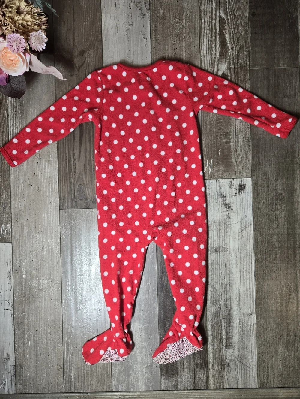 Carter's Red and White Polka Dot Santa Fleece Footie Footed Pajamas PJS Size 2T